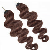 Wavymy Chocolate Brown Body Wave Miracle Knots Feather Crochet Hair Boho Braids Lightweight Human Hair Extension