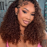 Wavymy Chocolate Brown Burmese Curly Feather Crochet Human Hair Boho Braids Hair Extensions