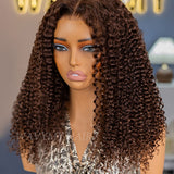 Wavymy Chocolate Brown Kinky Curly 7x5 Lace Wear Go Dome Cap Glueless Wig 180% Density