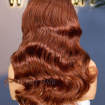 250 density 20 inch 7x5 lace opper brown body wave glueless wig back view