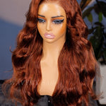 24 inch c part 7x5 lace copper brown body wave wear go glueless wigs