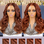 copper brown body wave 7x5 lace wig: cool vs warm light 