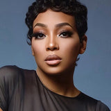 Wavymy Curly Pixie Wig Pre-styled Wig Human Hair Machine Made Short Pixie
