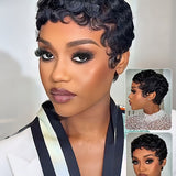 Wavymy Curly Pixie Wig Pre-styled Wig Human Hair Machine Made Short Pixie