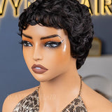 Wavymy Curly Pixie Wig Pre-styled Wig Human Hair Machine Made Short Pixie
