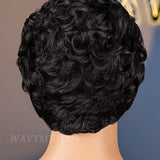 Wavymy Curly Pixie Wig Pre-styled Wig Human Hair Machine Made Short Pixie