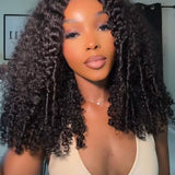 Wavymy Curly Texture Wig with Finger Coil Ends 7x5 Lace Closure Wig Pre-Bleached Wear & Go Glueless Wig 180% Density