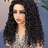 Wavymy Drawstring Braid Half Wig Water Wave Upgrade No Lace No Glue Human Hair Wigs 180% Density