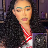 Wavymy Drawstring Braid Half Wig Water Wave Upgrade No Lace No Glue Human Hair Wigs 180% Density