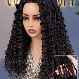 Wavymy Drawstring Braid Half Wig Water Wave Upgrade No Lace No Glue Human Hair Wigs 180% Density