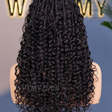 Wavymy Drawstring Braid Half Wig Water Wave Upgrade No Lace No Glue Human Hair Wigs 180% Density