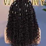 Wavymy Drawstring Braid Half Wig Water Wave Upgrade No Lace No Glue Human Hair Wigs 180% Density