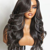 Wavymy Face-Framing Curtain Bangs Layered Cut Body Wave Pre-Cut Lace Wear Go Glueless Pre-bleached Wigs 180% Density