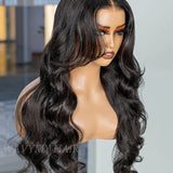 Wavymy Face-Framing Curtain Bangs Layered Cut Body Wave Pre-Cut Lace Wear Go Glueless Pre-bleached Wigs 180% Density