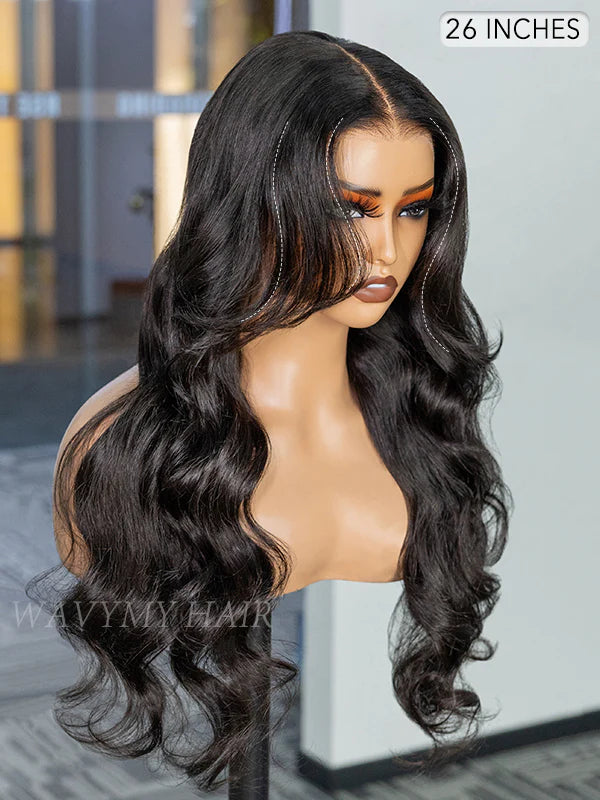 Layered Curtain Bangs Face-Framing Full 13x6 Lace Front Glueless Wig Human Hair With Elastic Drawstring Pre Plucked Pre Cut Lace,Pull And Go Pre - View #10