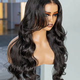 Wavymy Curtain Bangs Layered Cut Body Wave Upgrade 9x6 T-Part Lace Wig Pre-Plucked Wear Go Glueless Wigs 180% Density