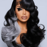Wavymy Grey & Black Customized Color Body Wave Wear & Go 9x6 Glueless Lace Wigs Human Hair  250% Density