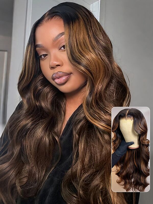 human hair highlight balayage body wave pre everything wig