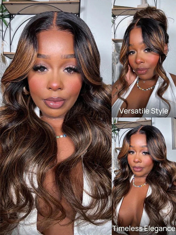 Wavymy Balayage Body Wave 13x4 Lace Frontal Wear & Go Glueless Pre-Everything Wigs 180% Density