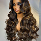 human hair highlight balayage body wave pre everything glueless lace wigs