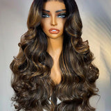 highlight balayage body wave lace frontal pre everything wigs