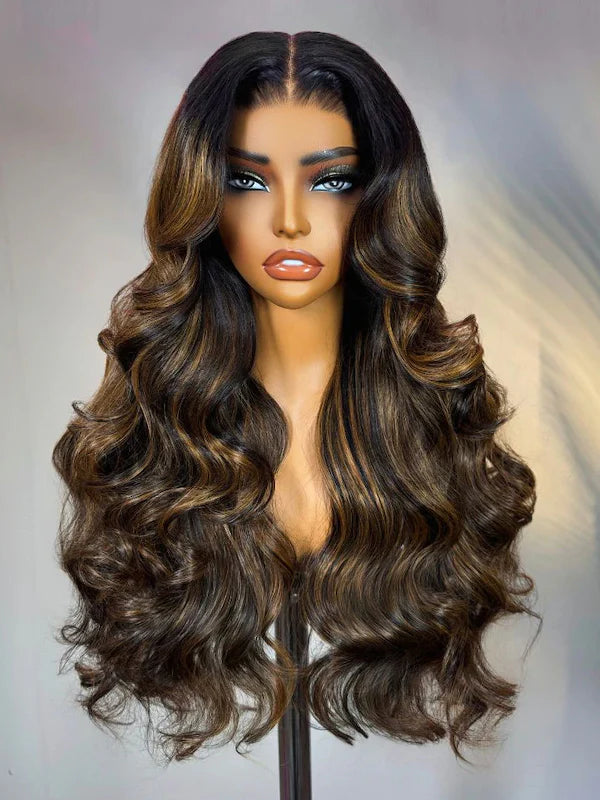highlight balayage body wave lace frontal pre everything wigs