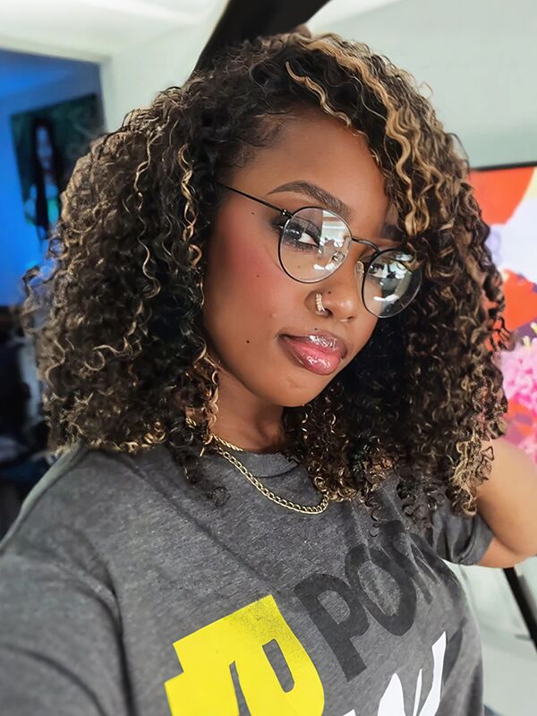 highlight kinky curly half wig