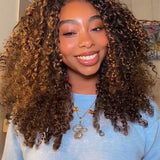 Wavymy Highlight Kinky Curly Upgrade 3 In 1 Drawstring Half Wigs No Lace No Glue Human Hair