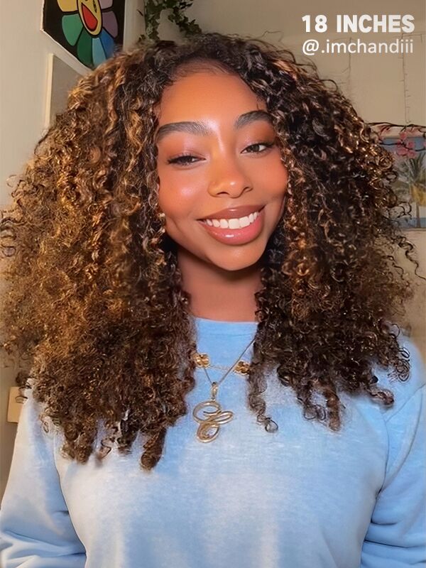 Highlight Kinky Curly Half Wig