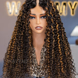 Wavymy Highlight Water Wave No Leave Out V Part Wig Human Hair Wear Go V Part Wig Beginner Friendly