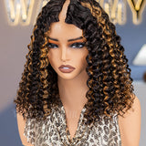 Wavymy Highlight Water Wave No Leave Out V Part Wig Human Hair Wear Go V Part Wig Beginner Friendly