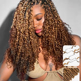 Wavymy Honey Blonde Highlight Burmese Curly Feather Crochet Hair Miracle Knots Human Hair Extension