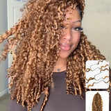 Wavymy Honey Blonde Highlight Burmese Curly Feather Crochet Human Hair Boho Braids Hair Extension