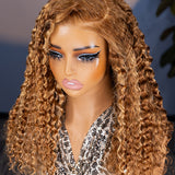 Wavymy Honey Blonde Light Highlight Wear Go Glueless Water Wave Wig 7x5 Pre-cut Pre-plucked Bleached Knots Wig 100% Human Hair