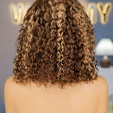 Wavymy Honey Blonde Light Highlight Side Part Water Wave Wear Go Glueless Wig 7x5 Pre-cut Lace Wig 12 Inches 100% Human Hair