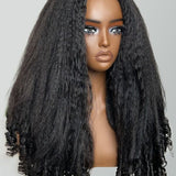 Wavymy Kinky Straight Half Wig with Spiral Curly Ends Beginner Friendly No Lace No Glue Human Hair 180% Density