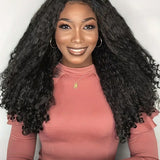 Wavymy Kinky Straight Half Wig with Spiral Curly Ends Beginner Friendly No Lace No Glue Human Hair 180% Density
