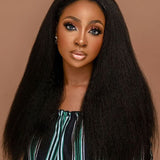 Wavymy Upgrade Kinky Straight No Leave Out V Part Wig Human Hair Wear Go Glueless V Part Wig For Women 180% Density