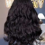 Wavymy Kinky Straight Pre-Styled Layered Wave Wig 7x5 Lace Wear Go Glueless Wig Human Hair Wig 200% Density