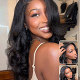 Wavymy Kinky Straight Pre-Styled Layered Wave Wig 7x5 Lace Wear Go Glueless Wig Human Hair Wig 200% Density