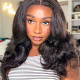 Wavymy Kinky Straight Pre-Styled Layered Wave Wig 7x5 Lace Wear Go Glueless Wig Human Hair Wig 200% Density