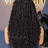 Wavymy Knotless Boho Curls Braided Natural Scalp Wig 13x6 Max Lace Frontal Wig Drawstring Wear & Go Wigs Dome Cap Glueless Wigs 180% Density