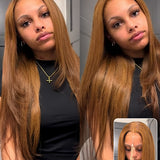 Wavymy Layered Cut Chestnut Brown Wear Go Wigs 180% Density Straight 4x6 Lace Closure Wigs 100% Human Hair