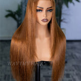 Wavymy Layered Cut Chestnut Brown Wear Go Wigs 180% Density Straight 6x4 Lace Closure Wigs 100% Human Hair