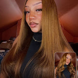 Wavymy Layered Cut Chestnut Brown Wear Go Wigs 180% Density Straight 6x4 Lace Closure Wigs 100% Human Hair