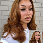 layered chestnut brown body wave glueless wig