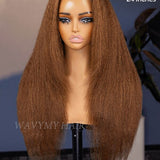 Wavymy Layered Cut Chestnut Brown Wear Go Wigs 180% Density Straight 6x4 Lace Closure Wigs 100% Human Hair