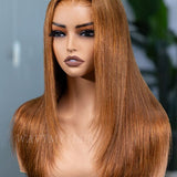 Wavymy Layered Cut Chestnut Brown Wear Go Wigs 180% Density Straight 6x4 Lace Closure Wigs 100% Human Hair