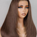 Wavymy Layered Cut Chocolate Brown Wear Go Wigs Straight 7x5 Lace Closure Wigs 100% Human Hair