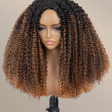 Wavymy Ombre Brown Upgrade 3 In 1 Drawstring Half Wigs Kinky Curly No Lace No Glue Human Hair